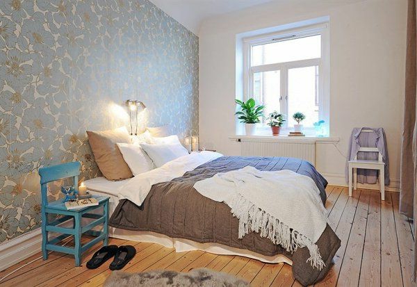 Spavaća soba dizajn-u-skandinavski stil ugodnom rasvjetom