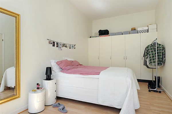 Spavaća soba dizajn-u-skandinavskom stilu mala soba lanac-sa-slike-kao-Wall Art