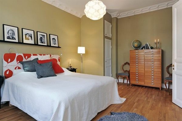 חדר שינה-עיצוב-ב-בסגנון סקנדינבי זית ירוק בוול Porträtphotografie-מ-וול ארט