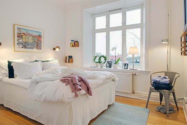 Spavaća soba dizajn-u-Skandinavski stilu jednostavnog namještaja