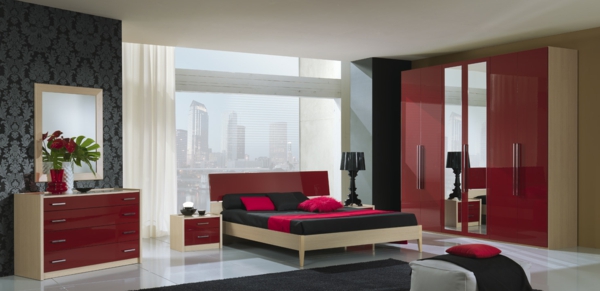 червени мебели настройка за най-спалнята