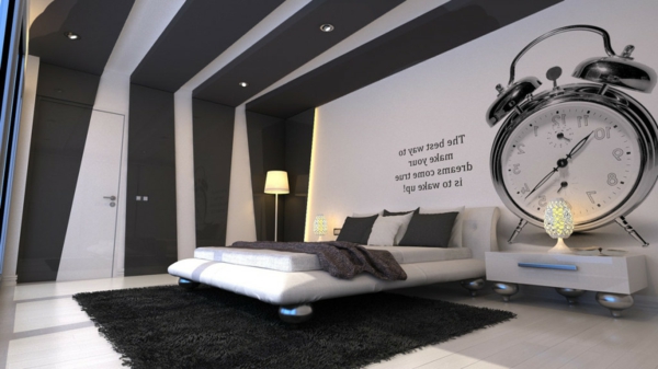 חדר שינה-עיצוב-מודרני שינה ריהוט ודקורציה קיר פנטסטי