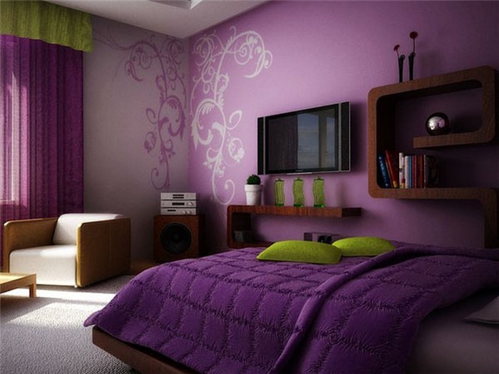 Спалня-лилаво-A-творчески интериор
