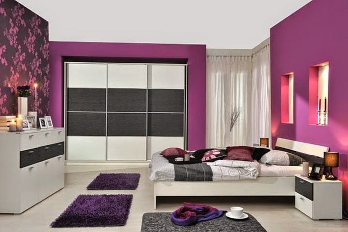 غرف نوم الأرجواني-A-تصميم رائع