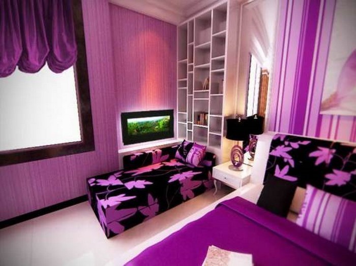 Спалня-лилаво-A-красива декорация-