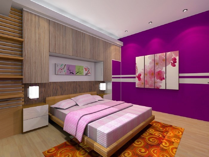 غرفة نوم والأرجواني-A-جميلة-تصميم