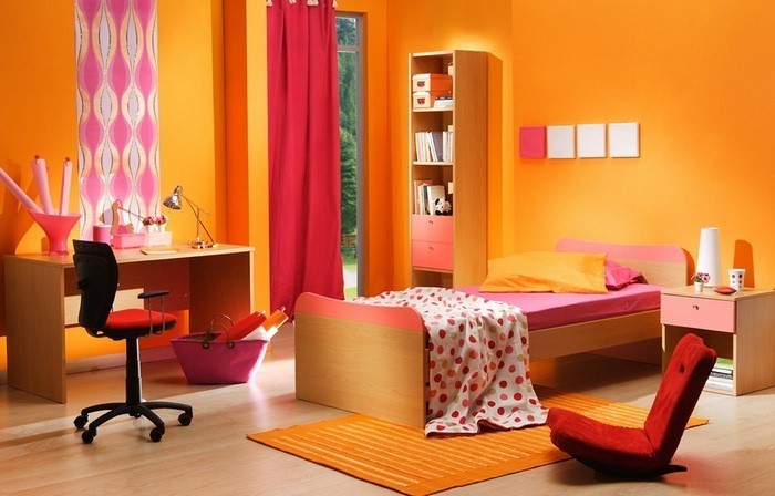 Спалня-оранжево-A-модерен интериор
