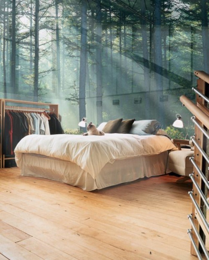 Спалня-оригинална-тапети-дизайн-Forest