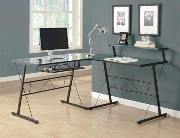 שולחן כתיבה עם זכוכית צלחת-Arbeitszimmer-