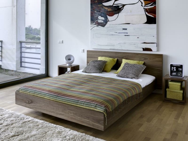 wunderbare.Schwebende-cama de diseño moderno de madera