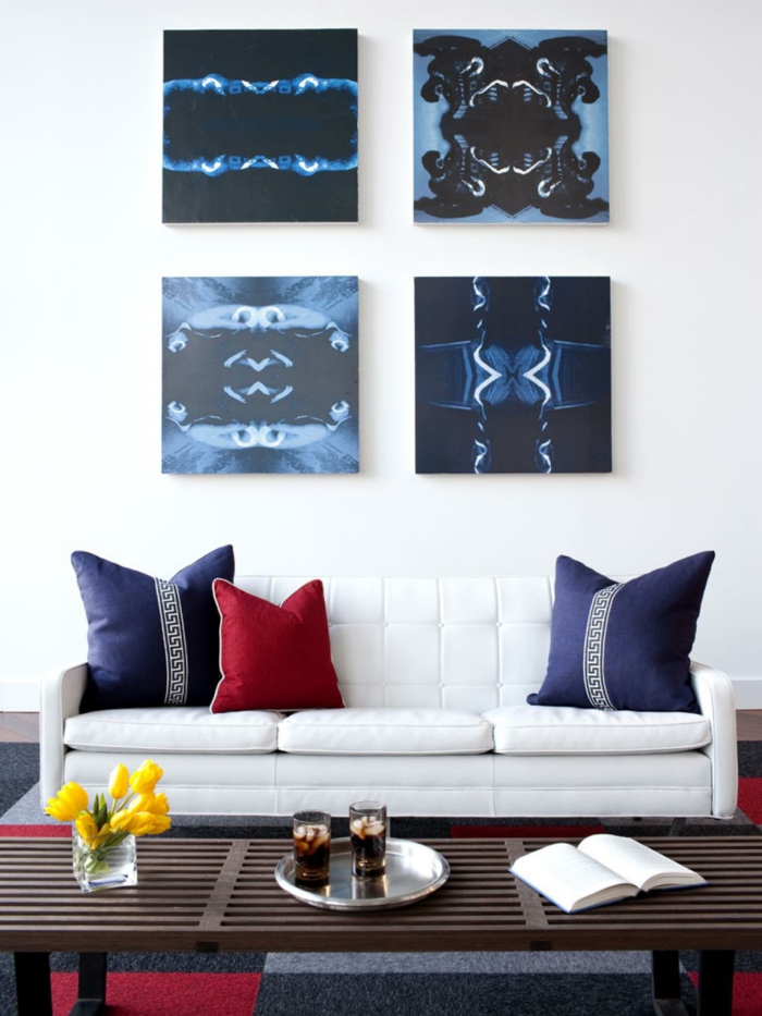 Állítsa be a tapéta-canvas-kék-fekete-absztrakt művészeti