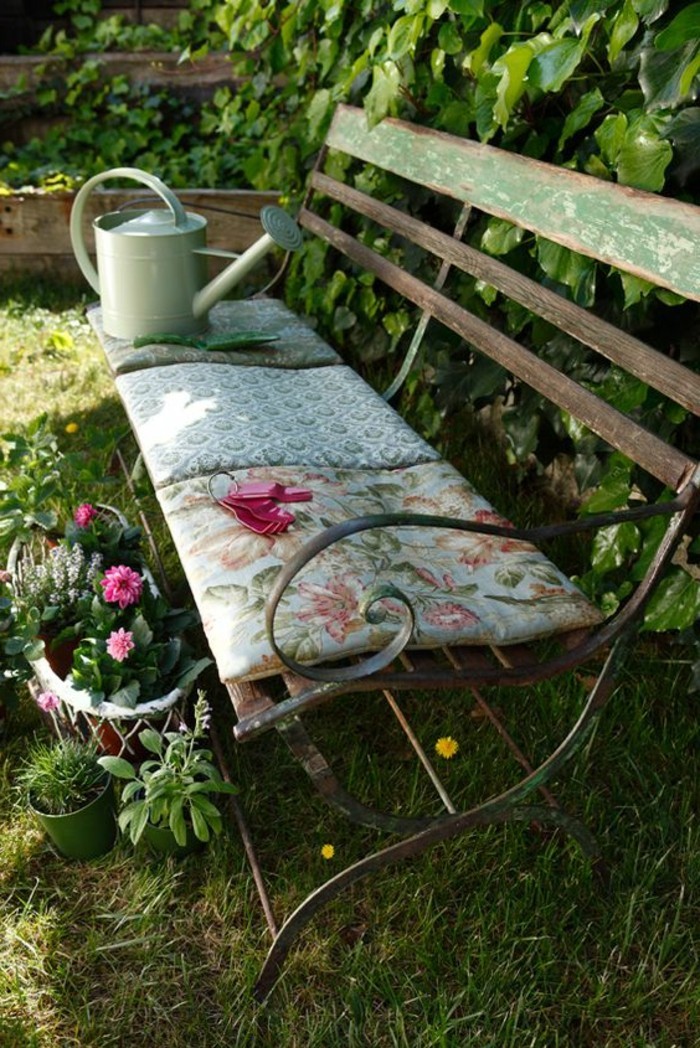 Shabby chic vrt sjedalo jastuk-berba-ružan-banka