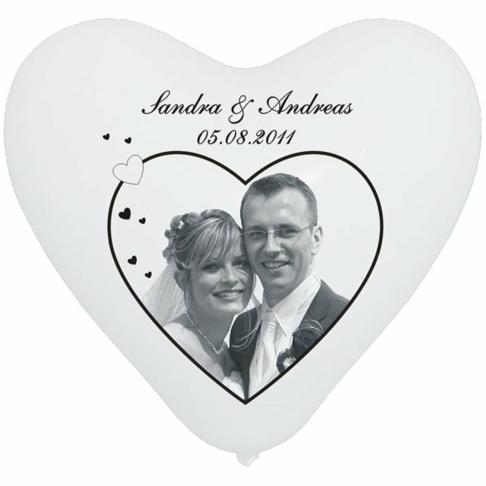 table de mariage d'argent décoration-de-flair personnalisé cœur-elle-ballons avec photo-noms et de la date
