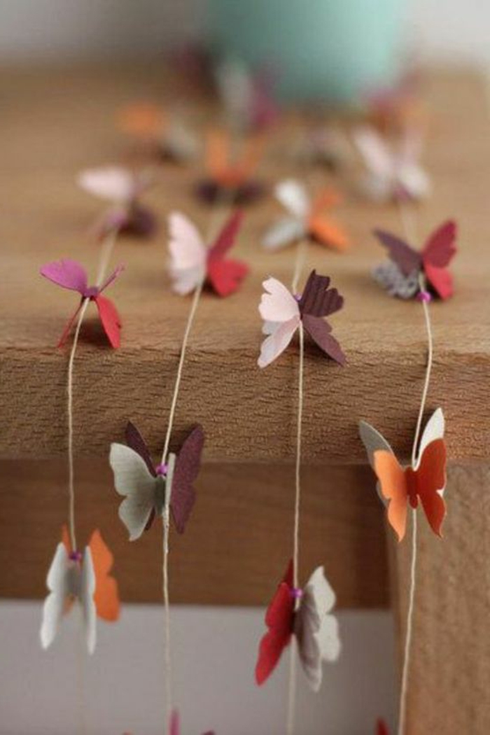 Nyári ablak dekorációs papír és juta fonal bádogos garland pillangó