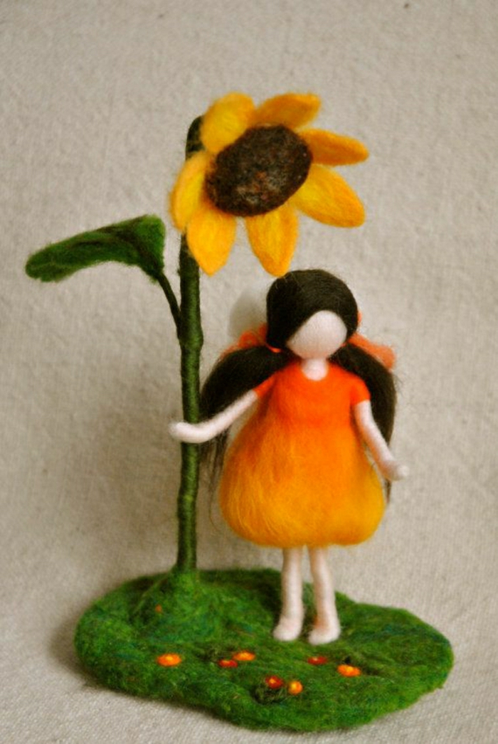 Sunflower Deco con fieltro de aguja Fairy