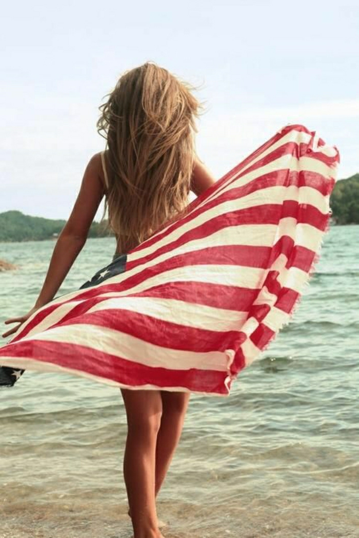 समुद्र तट तौलिया-अमेरिकी ध्वज पैटर्न