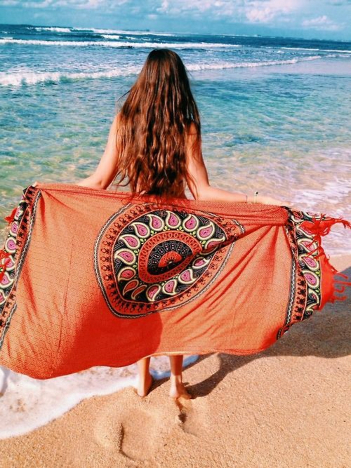 Ručnik za plažu-narančasta indijski motivi-Boho-cool