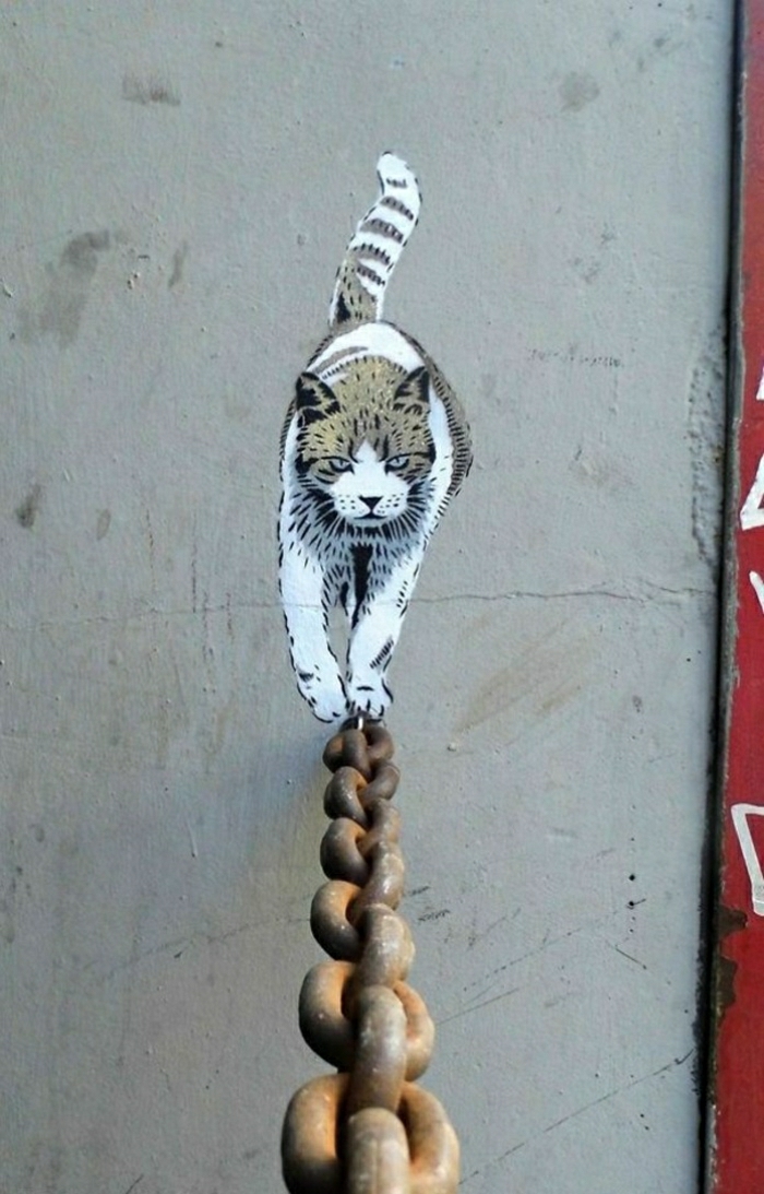 Стрийт стил Париж Cat метална верига Graffiti