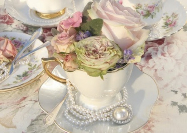 Φλυτζάνι τσαγιού-διακόσμηση-ροζ από-ρομαντικό-άνοιξη-λουλούδια-ροζ