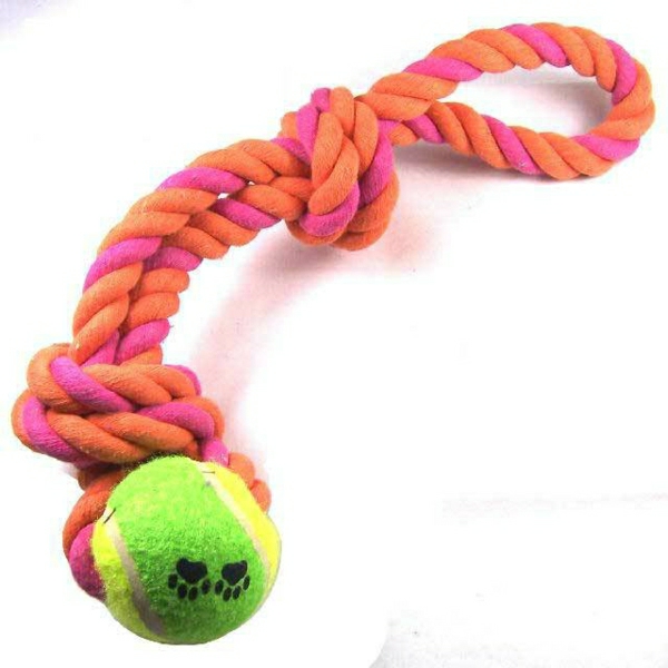 Limpieza de los dientes-cuerda-y-pelota de tenis que acepta-dog-juguetes-gato-juguete-V7230