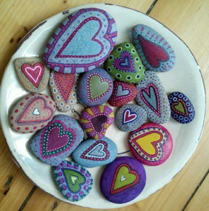 Dish декоративен камък ръчно рисувани украса със сърце