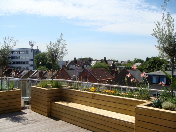 Αίθριο-on-the-οροφής-design-ξύλινο ιδέα του σχεδιασμού πάγκο
