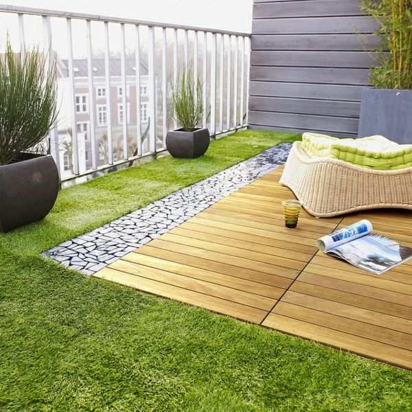 Тераса-модерен дизайн-килим трева идея
