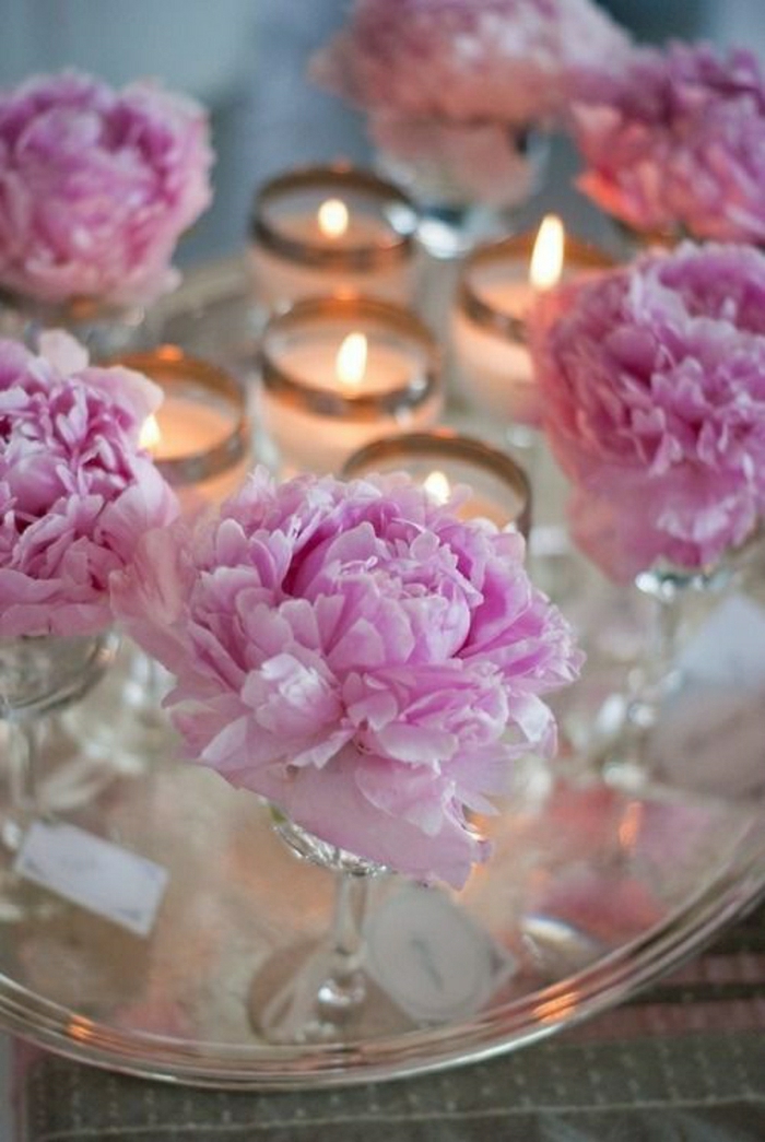 Tablica Dekoracija Pink Flower svijeće