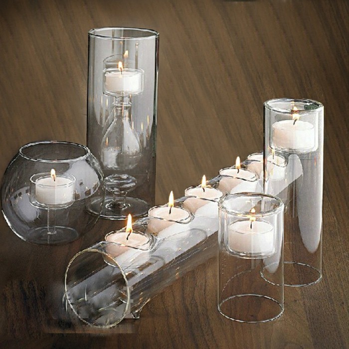 Decoración de la mesa las ideas de velas de vidrio