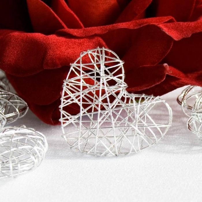 decoración de la mesa de boda-de-mi-corazón Hochzeitdeko alambre de plata