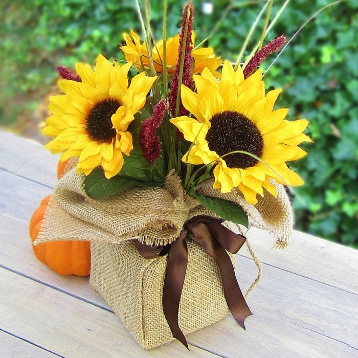 Tischdeko suncokret-a-šareni lonac cvijet