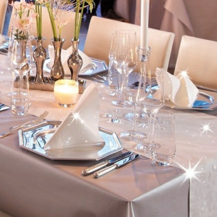 Táblázat ékszer ezüst esküvői-of-tafeldeko-gläntzend