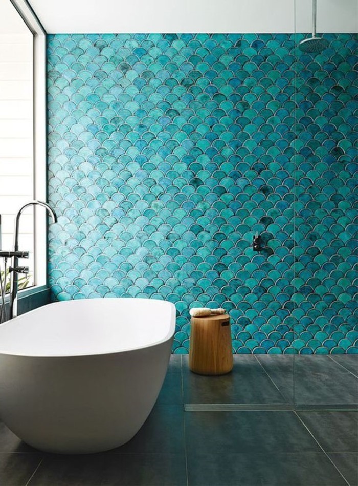 ड्रीम बाथरूम ओवल स्नान दीवार टाइल-इन-फ़िरोज़ा रंग
