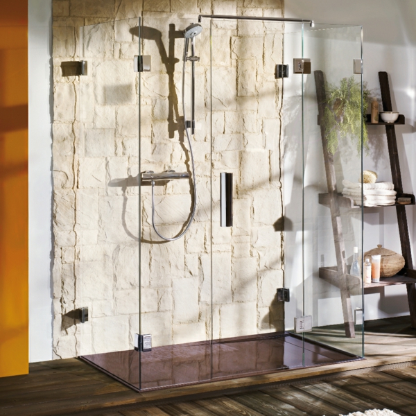 U-shower-modern-design-stone wall y cabina de ducha