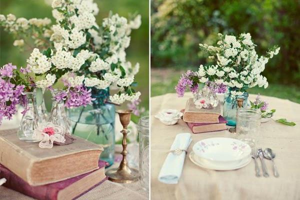 --Vintage boda-fantástico-Blumendeko por tabla