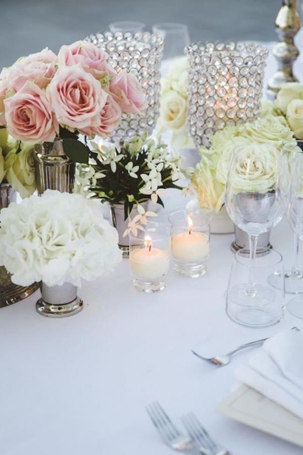 خمر ترتيبات كل طاولة الزفاف الحساسة الزهور