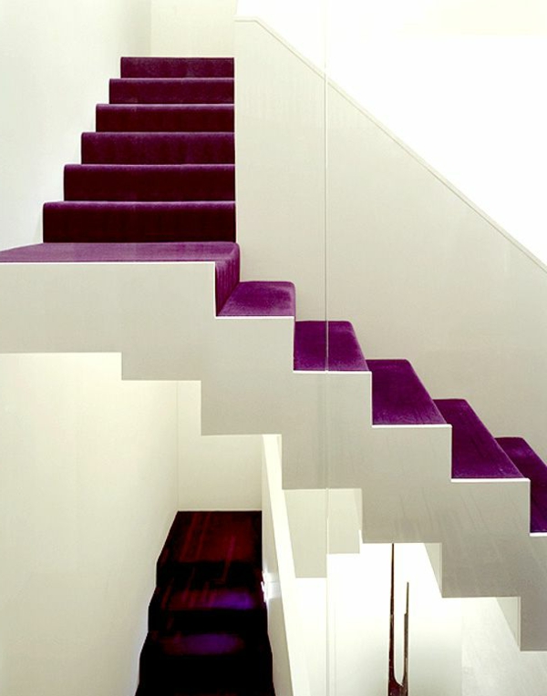 Ljubičasta tepih stubište dizajn ideja
