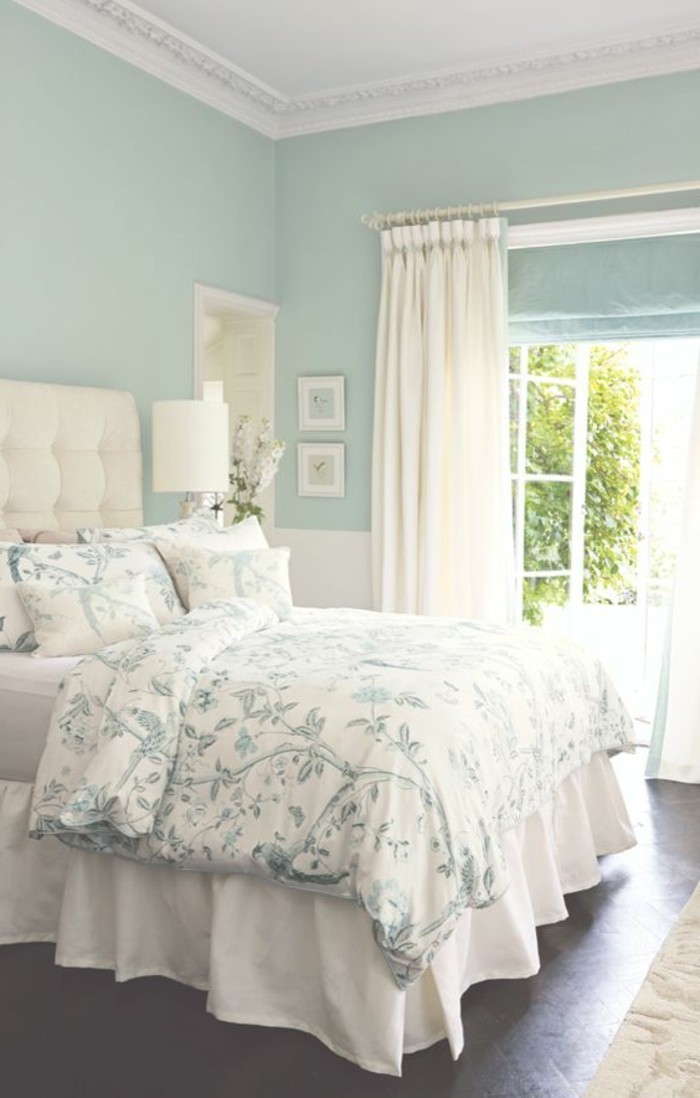Wanddeko спалня успокояващ син цвят