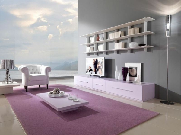Цвят на стената модерен интериорен дизайн розов килим