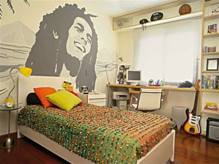 جدار الوشم غرف نوم مع المغني الشهير
