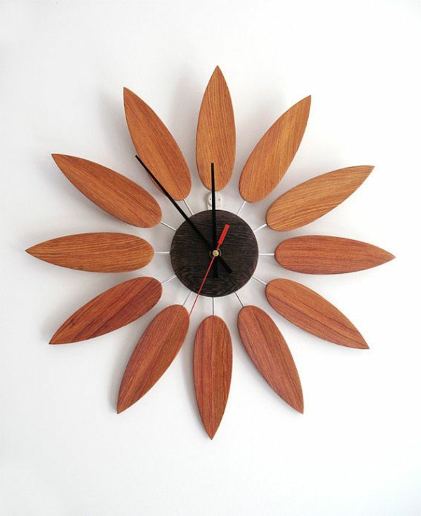 Стена часовник-от-дърво Слънчоглед идея