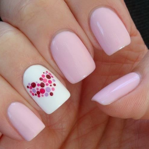 photos de conception d'ongles pour le mariage - match rose et blanc