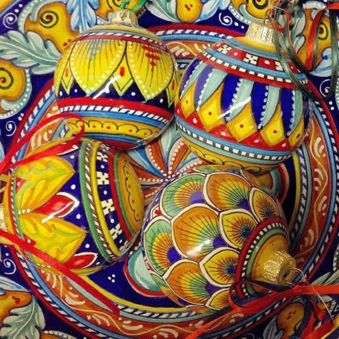 Коледна украса ръчно рисувани керамични Deruta Умбрия Италия