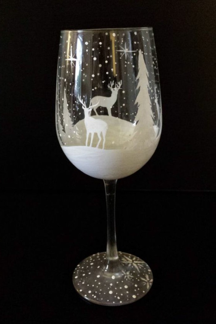 décoré de verre avec-belle-hiver Champagne dessins