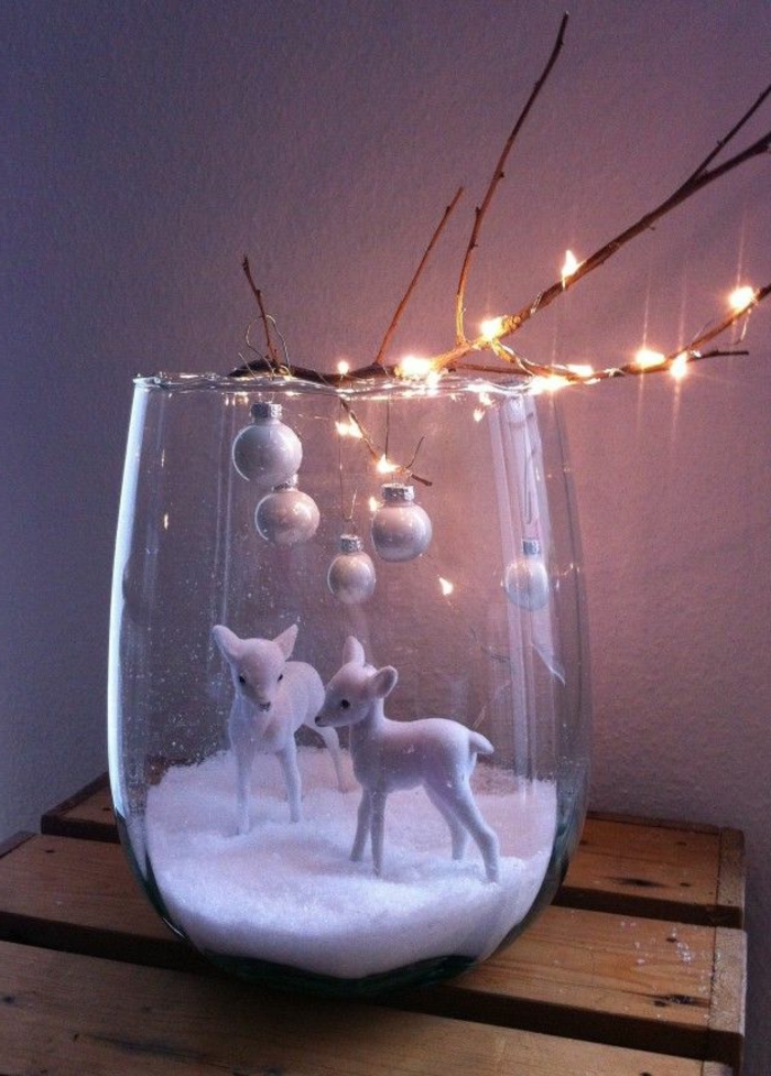 Зимни Деко две декоративни елени-черупка изкуствен сняг