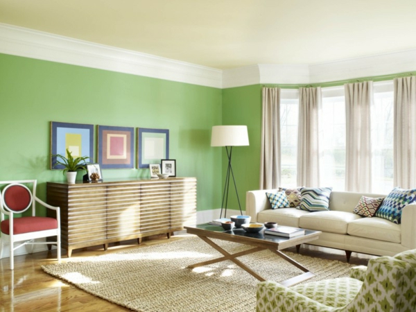Дневна-дизайн стена дизайн-в-зелен цвят
