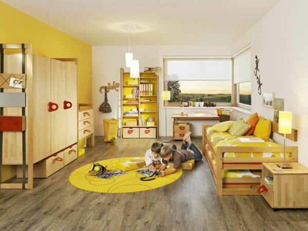 žuta Dječiji dizajn drveni pod tepih