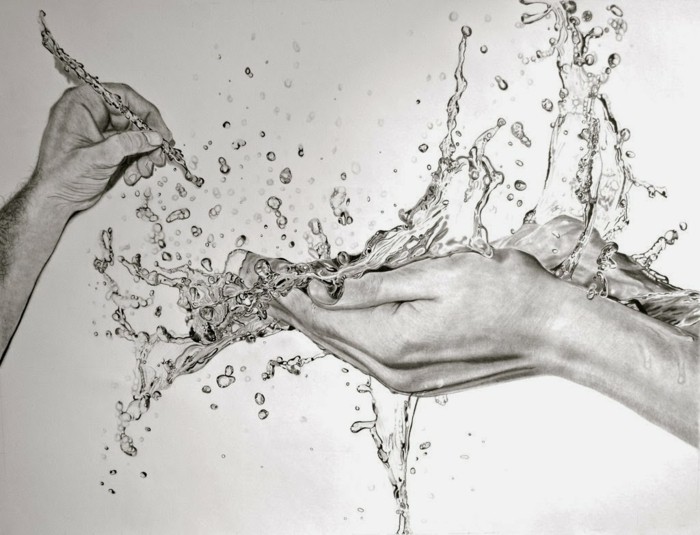 Piirrokset-with-kynän vettä ja kädet