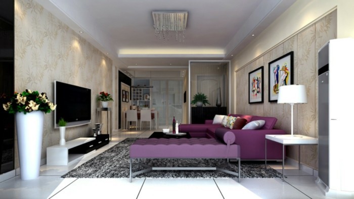 Стая за декориране-с-лилав диван