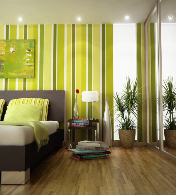 تصميم غرفة - جدار نغمات اللون الأخضر